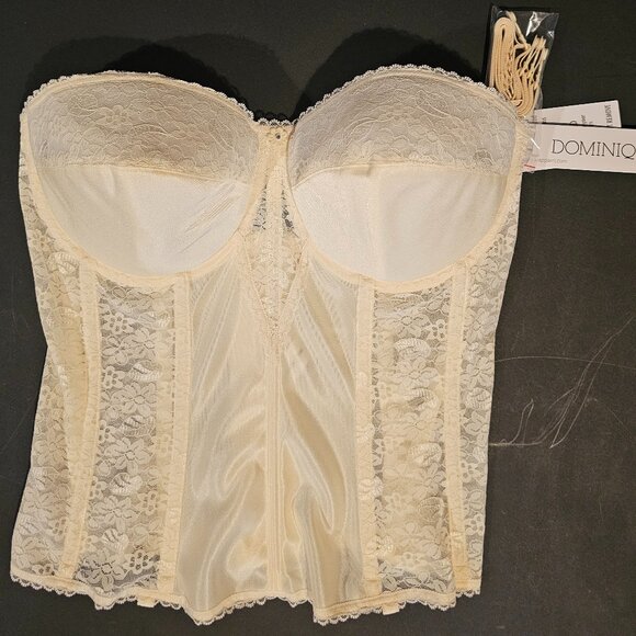 Dominique Womens IVORY Lace Longline Corset Bustier Bra #8949 36DD 40DD 42DD NWT - Picture 1 of 3